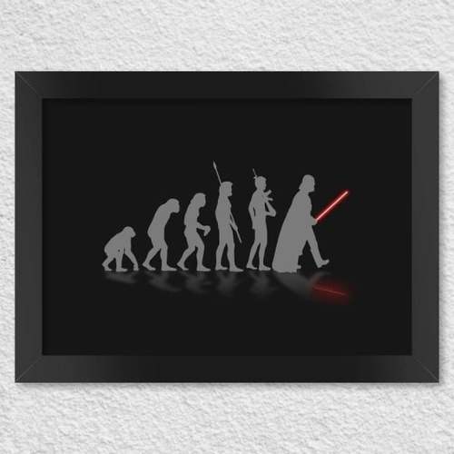 Quadro Darth Vader Star Wars Preto Evolução Geek A4