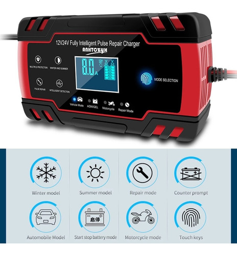 Imagen 5 de 10 de Cargador Reparador De Pulso Inteligente Baterias Carro Moto