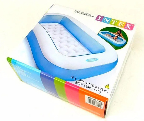Pileta inflable rectangular Intex 57403 de 166cm x 100cm x 28cm 102L azul y blanca