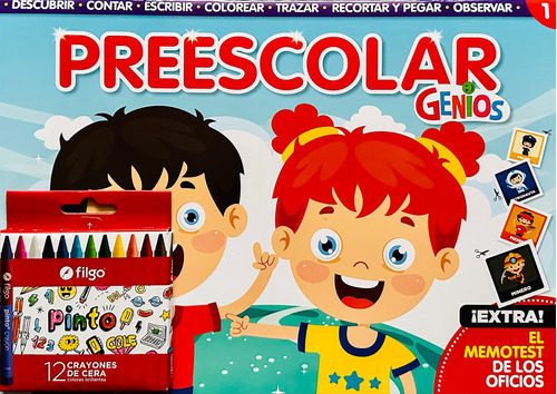 Revista Genios Preescolar N° 1 + Caja De 12 Crayones