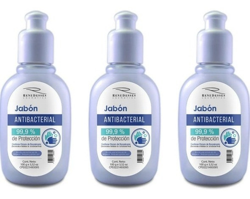 Imagen 1 de 6 de Jabón Liquido Antibacterial 100 Cc (combo X 3)