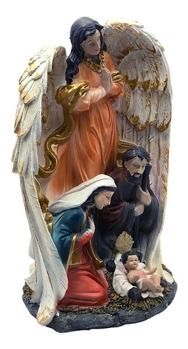 Imagem Presépio Da Sagrada Família Anjo Com Luz Led 30 Cm