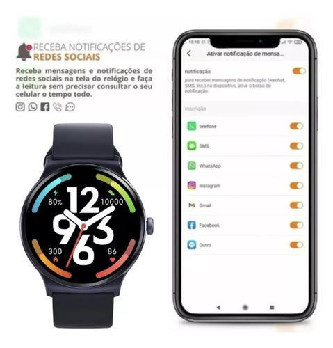 Smart Watch Feminino Branco Compativel iPhone E Android