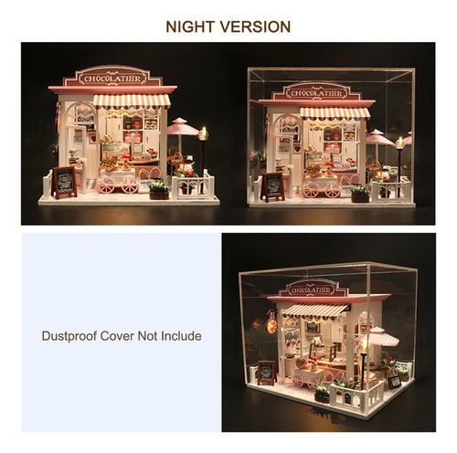 Kit Mini-casa Diy Em Miniatura Dollhouse Com Luzes Led E .