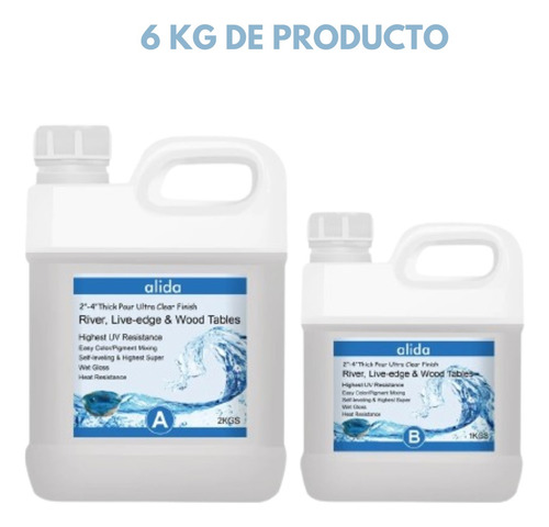 Resina Epoxica Transparente Para Altos Espesores A+b 6kg