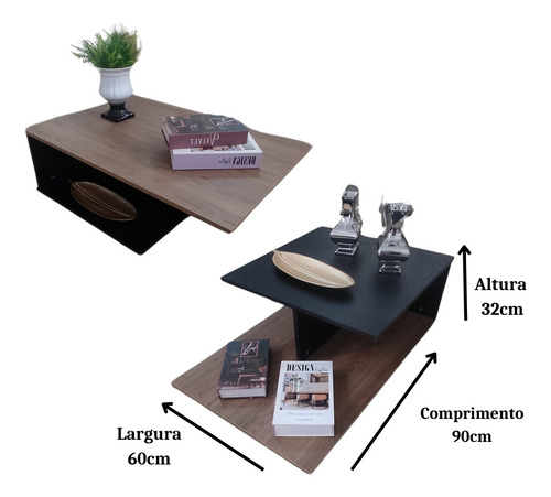 Mesa De Centro De Sala Grande Ômega Cor Freijó