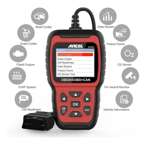 Imagen 2 de 9 de Escaner Auto Obd2 Ancel As500 Diagnostico 21import