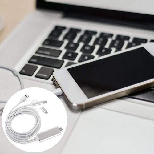 Imagen 7 de 8 de Cable 3en1 Lightning Y Tipo C A Hdmi Hdtv Para Android & Ios