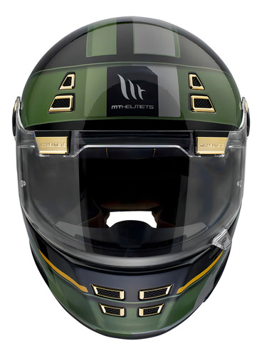 Casco Moto Retro Mt Helmets Jarama 68th Vintage Ece R22.06 Verde/negro Brillante 68th C1 L