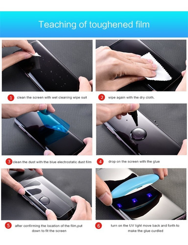 Vidrio Templado Uv Full Glue Celulares Samsung Kit Alta Gama