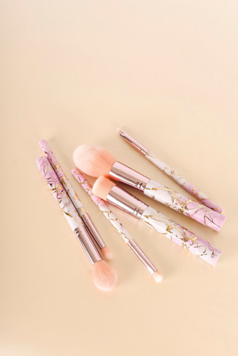 Set 6 Brochas Y Pinceles De Maquillaje Marble Fascino