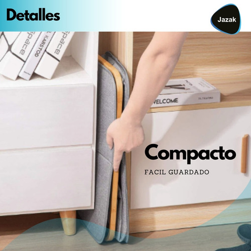 Cesto De Ropa Sucia Jazak / Con Bolsa Interna / Tapa / Con Agarraderas / Canasto Organizador Grande 69cm / Plegable / Moderno Tela Y Bambú / Resistente / Ropa Lavado / Baño / Fácil Armado