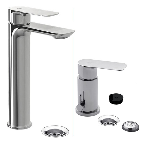 Combo Griferia Fv Coty Monocomando Lavatorio Alto + Bidet