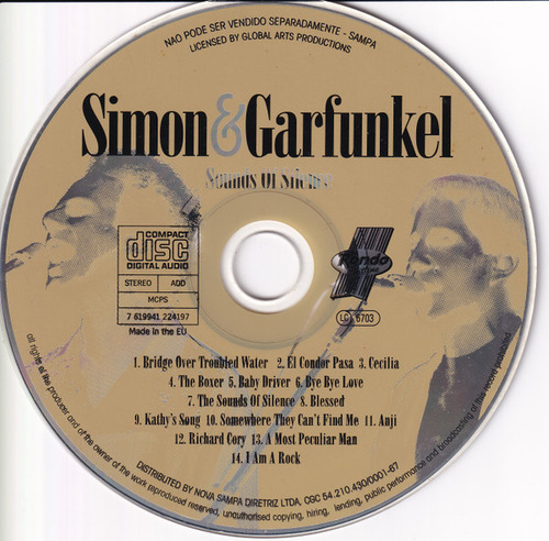 Cd Simon & Garfunkel - Sounds Of Silence (importado Lacrado) Versão Do Álbum Estandar