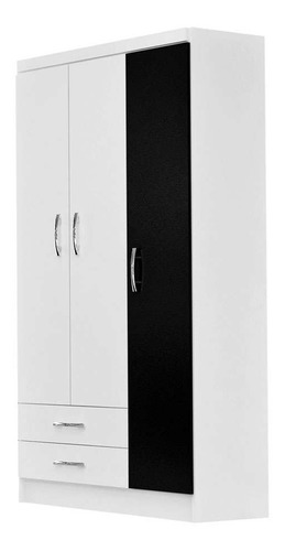 Guarda-roupa Solteiro Ear 3 Pt Branco E Preto