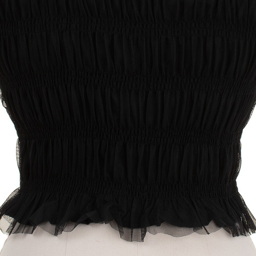 Imagen 7 de 7 de Blusa Corto Tul Stretch Manga Corta Fresca Transparencias.