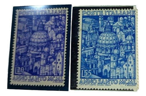 2 Estampillas Italia Basilicas 1950 Año Santo Yt. 558-559