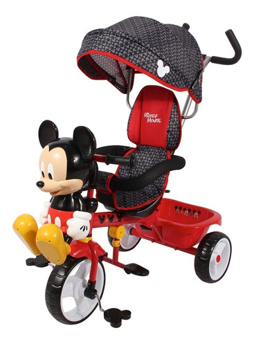 Triciclo Apache 3 En 1 Mickey Figura 3d Y Cajuela Color Rojo