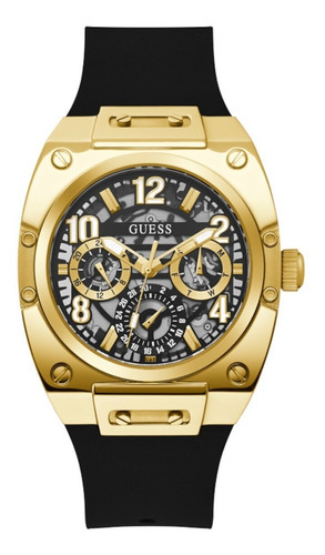 Reloj Guess Hombre Caballero Formal Analógico De Lujo 2 Color de la correa Negro/Dorado