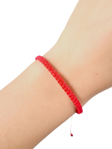 Pulsera Unisex Hilo Encerado Nudo Plano Macramé Roja