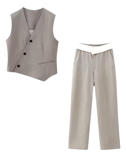 Traje Zara Para Dama Elegante Comodo Gris Oscuro 30