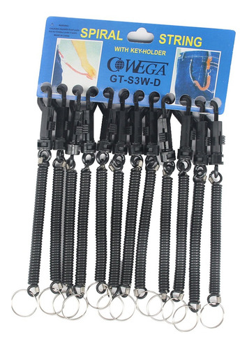 12x Llavero De Correa En Espiral Flexible Elástico Negro