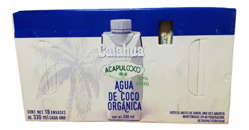 Agua De Coco Orgánica Acapulcoco 330 Ml Pack 18 Pza