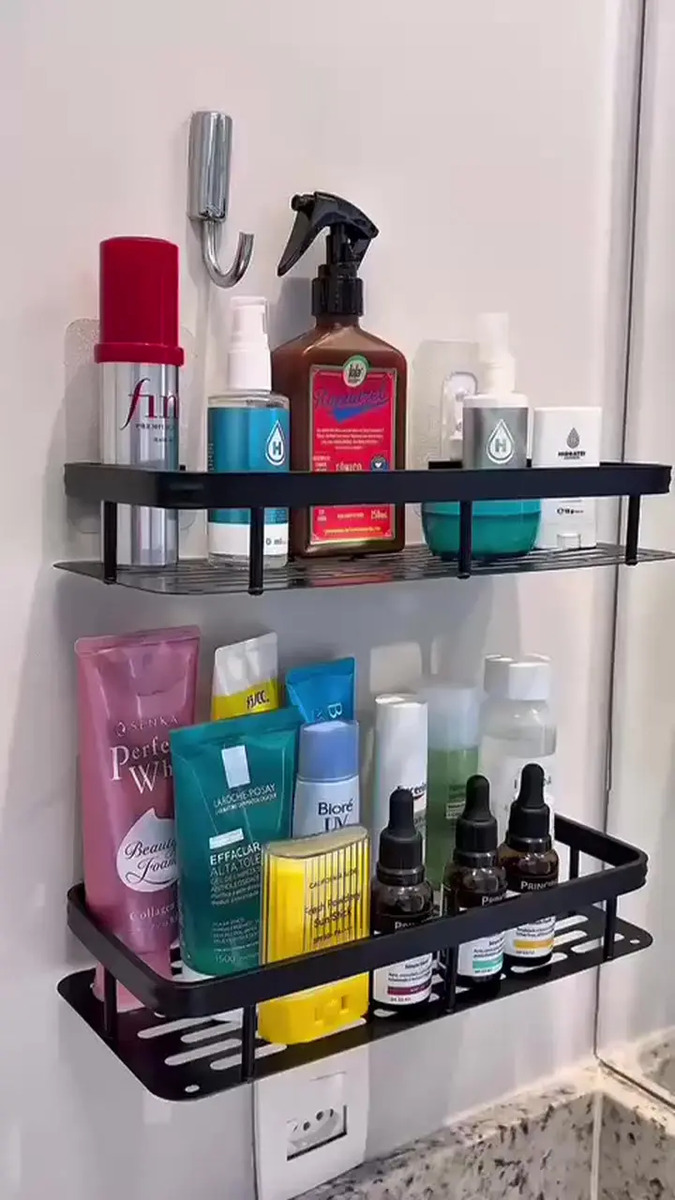 Kit 2 prateleiras adesivas para banheiro, sem furar, foto 7 do anúncio