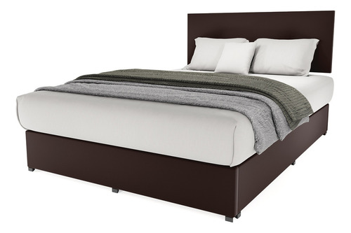 Cama Recamara Base Box Cabecera Urban Chocolate King Size Color Marrón