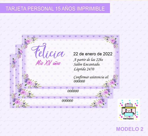 Tarjeta Invitación Cumple De 15 Topper, Personal Imprimir M2