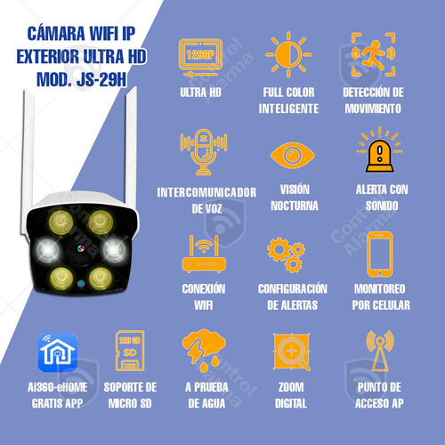 Imagen 2 de 10 de Camara Wifi Ip Exterior Ultra Hd Video Seguridad App