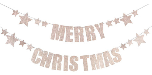 Rose Glod Glitter Ferry Christmas Banner, Glitter De Navidad