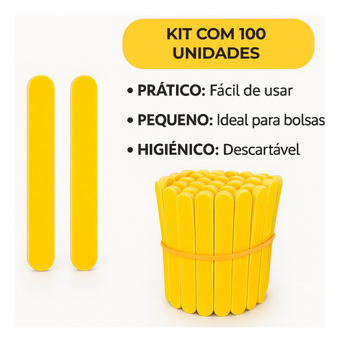 Kit 100 Lixa Unha Mini Manicure Pedicure Descartável Popular