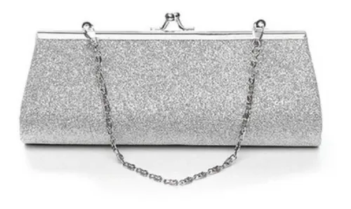 Cartera De Fiesta De Noche Boda Fiesta Plateada Brillante