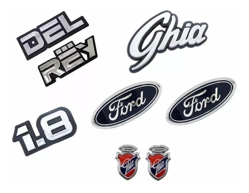 Kit Emblemas Insignias Óvalos Ford, Del Rey, Ghía Y Escudos