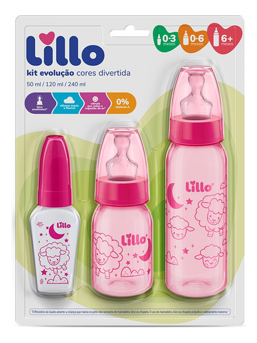 Lillo kit evolução divertida cor rosa kit com 3 unidades