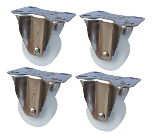 Rodizios Em Inox 2 Pol.base Fixa Roda Nylon Master Roll