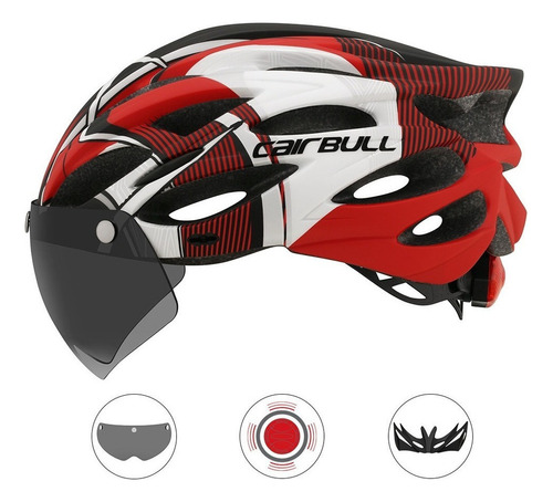 Cairbull - Casco Para Bicicleta De Montaña Con Lente Rojo L