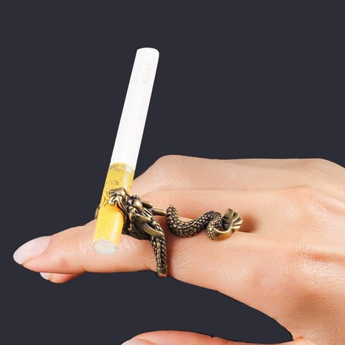 H 2 Peças Anillo Porta Cigarro Metal Ajustable De Dragão