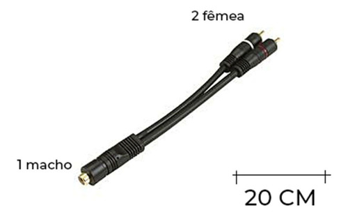 Cabo Y Rca Para Módulo De Som 1 Fêmea 2 Macho 20 Cm Ouro