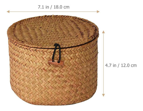 Cesta De Almacenamiento De Mimbre Con Tapa Para Estantes