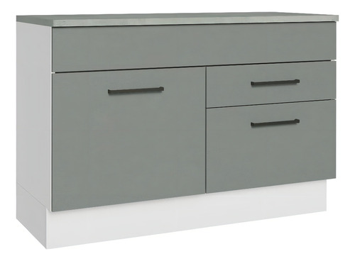 Fregadero de cocina de 1 puerta y 2 puertas con tapa Bci Agata Madesa de color blanco/gris