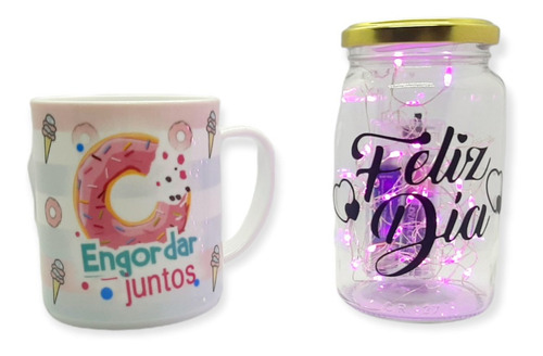 Taza Decorativa Hermosa + Frasco Feliz Dia San Valentin