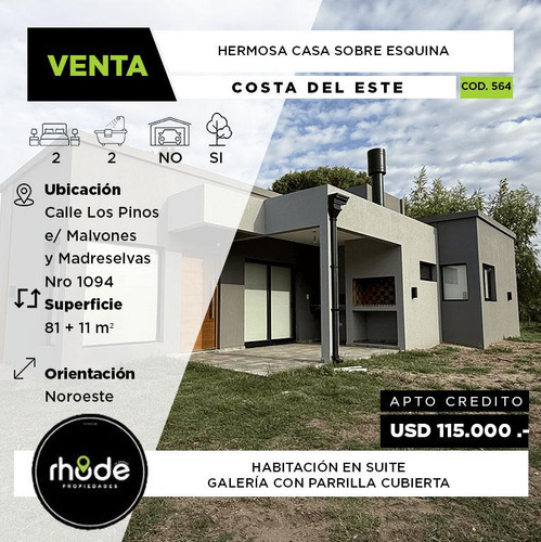 Casa Sobre Esquina Con Dos Habitaciones En Costa Del Este - Calle Los Pinos E/ Malvones Y Madreselva