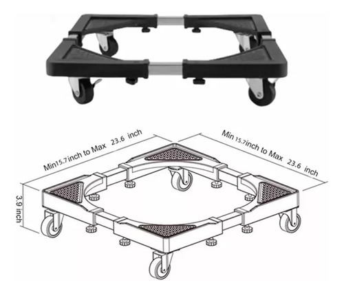 Base Soportemovil Ajustable 4 Ruedas, Para Mueble, Refrige