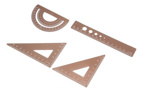 Para Juego De Geometría De Metal 4 Piezas Regla Escala