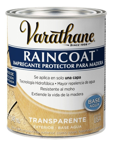 Imagen 1 de 4 de Varathane Raincoat Protector Transparente Para Maderas .946l