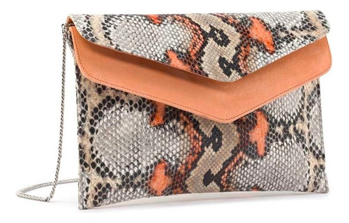 Bolso Clutch Piel Serpiente Prada Mx 130155 Acabado De Los Herrajes Níquel Color Nude