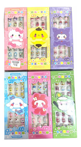 Pack 12 Set Uñas Postizas Press On Hello Kitty Y Sus Amigos