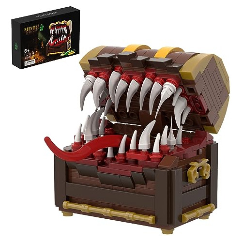 Mimic Treasure Chest Monster Building Block Kit, 330pcs Moc